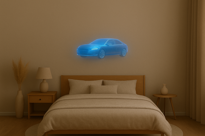 Aesthetic Bedroom With 3D Hologram Fan On Display